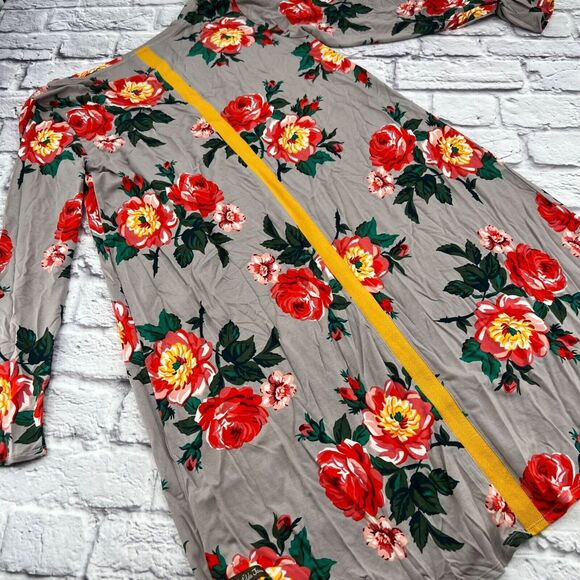 Matilda Jane Women I’m A Dreamer Bright Floral Midi Dress Long Sleeve Gray Large - Picture 8 of 9